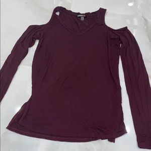 Open shoulder long sleeve shirt